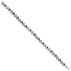 Sterling Silver Rhodium-plated Garnet Diamond Bracelet QX832GA