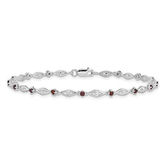 Sterling Silver Rhodium-plated Garnet Diamond Bracelet QX834GA