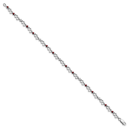 Sterling Silver Rhodium-plated Garnet & Diamond Bracelet QX836GA