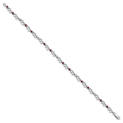 Sterling Silver Rhodium-plated Garnet & Diamond Bracelet QX836GA