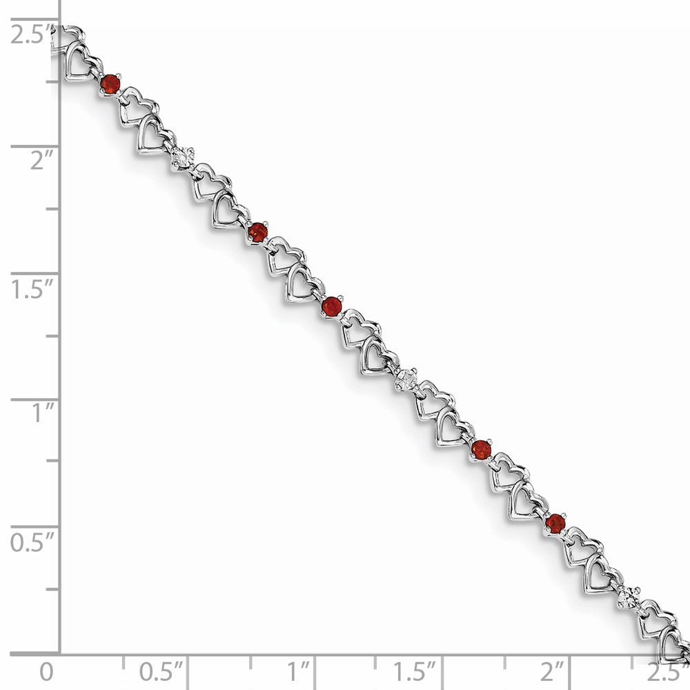 Sterling Silver Rhodium-plated Garnet & Diamond Bracelet QX836GA