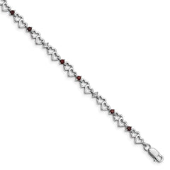 Sterling Silver Rhodium-plated Garnet & Diamond Bracelet QX836GA