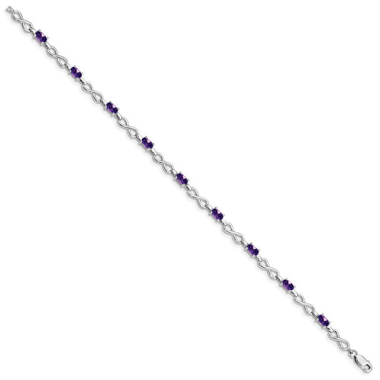 Sterling Silver Rhodium-plated Amethyst Bracelet QX837AM