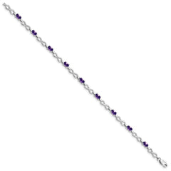 Sterling Silver Rhodium-plated Amethyst Bracelet QX837AM
