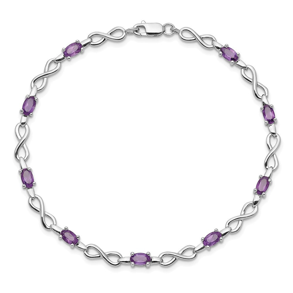 Sterling Silver Rhodium-plated Amethyst Bracelet QX837AM