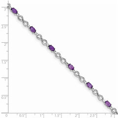 Sterling Silver Rhodium-plated Amethyst Bracelet QX837AM