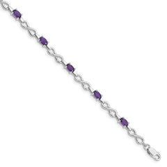 Sterling Silver Rhodium-plated Amethyst Bracelet QX837AM