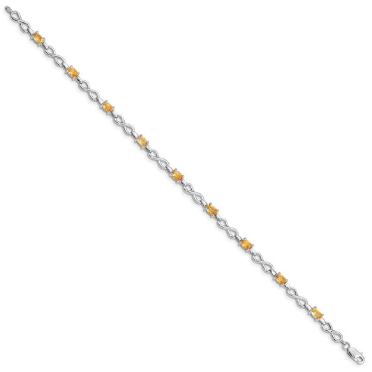 Sterling Silver Rhodium-plated Citrine Bracelet QX837CI