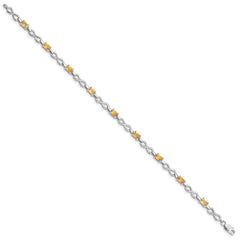 Sterling Silver Rhodium-plated Citrine Bracelet QX837CI