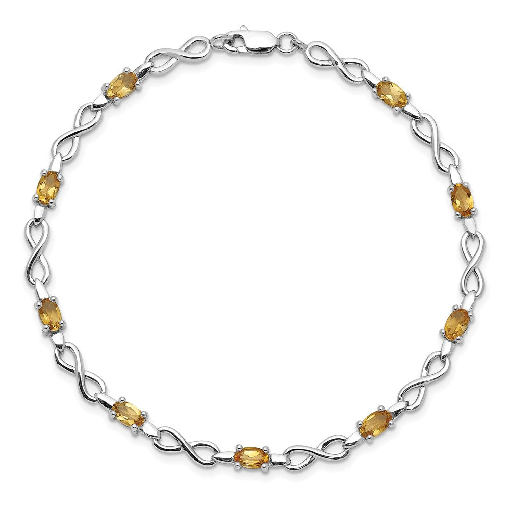 Sterling Silver Rhodium-plated Citrine Bracelet QX837CI