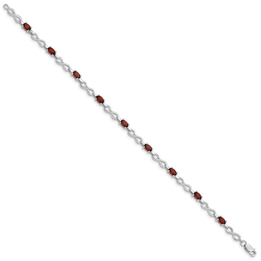 Sterling Silver Rhodium-plated Garnet Bracelet QX837GA