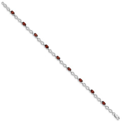 Sterling Silver Rhodium-plated Garnet Bracelet QX837GA