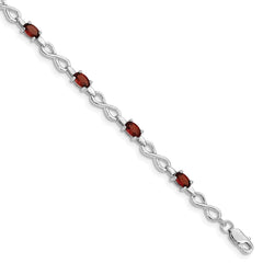 Sterling Silver Rhodium-plated Garnet Bracelet QX837GA