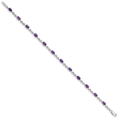 Sterling Silver Rhodium-plated Amethyst Bracelet QX840AM