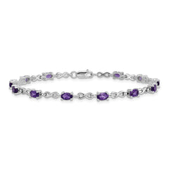 Sterling Silver Rhodium-plated Amethyst Bracelet QX840AM