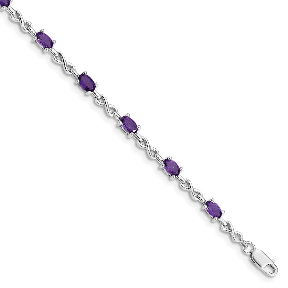 Sterling Silver Rhodium-plated Amethyst Bracelet QX840AM
