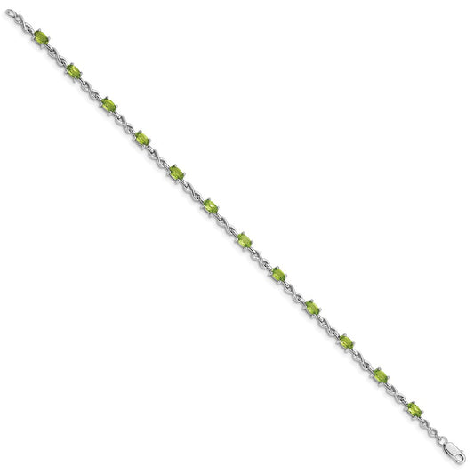 Sterling Silver Rhodium-plated Peridot Bracelet QX840PE