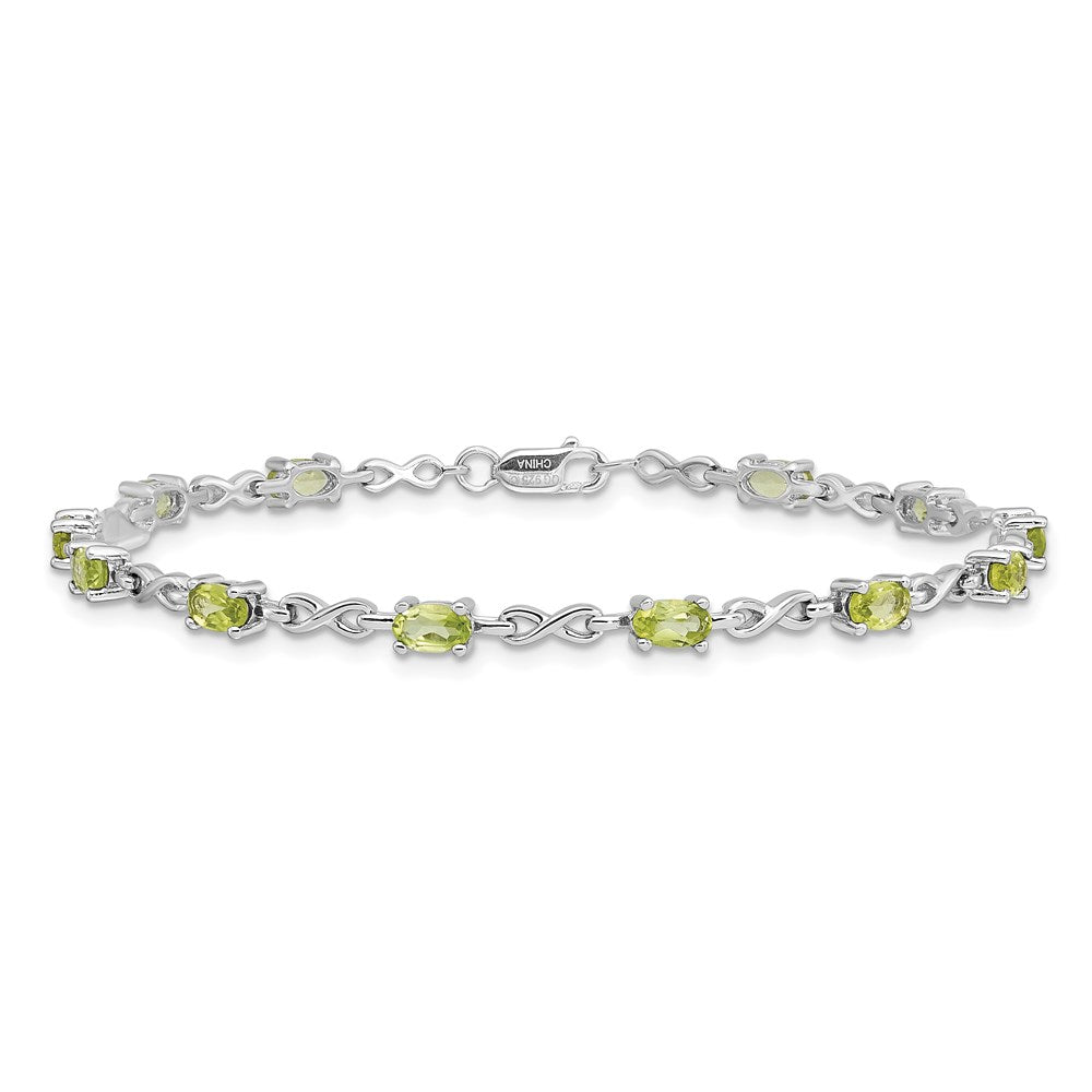 Sterling Silver Rhodium-plated Peridot Bracelet QX840PE
