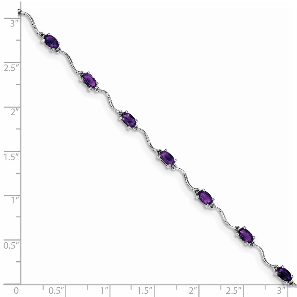 Sterling Silver Rhodium-plated Amethyst Bracelet QX841AM