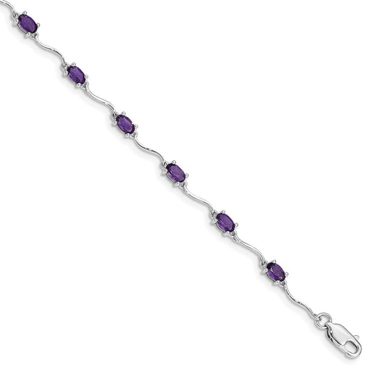 Sterling Silver Rhodium-plated Amethyst Bracelet QX841AM