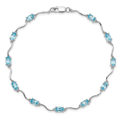 Sterling Silver Rhodium-plated Blue Topaz Bracelet QX841BT