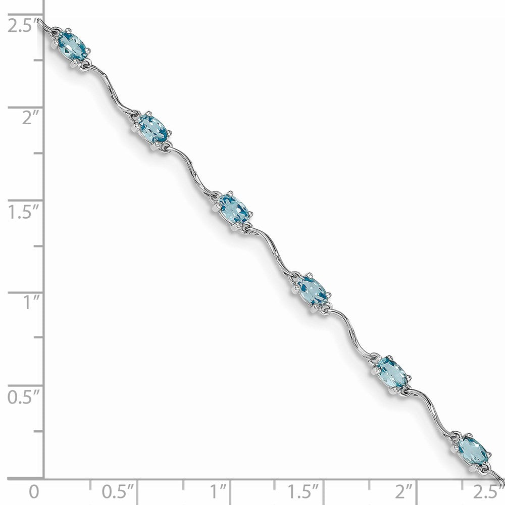 Sterling Silver Rhodium-plated Blue Topaz Bracelet QX841BT