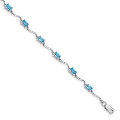 Sterling Silver Rhodium-plated Blue Topaz Bracelet QX841BT
