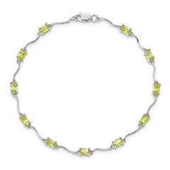 Sterling Silver Rhodium-plated Peridot Bracelet QX841PE