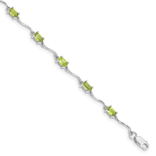 Sterling Silver Rhodium-plated Peridot Bracelet QX841PE
