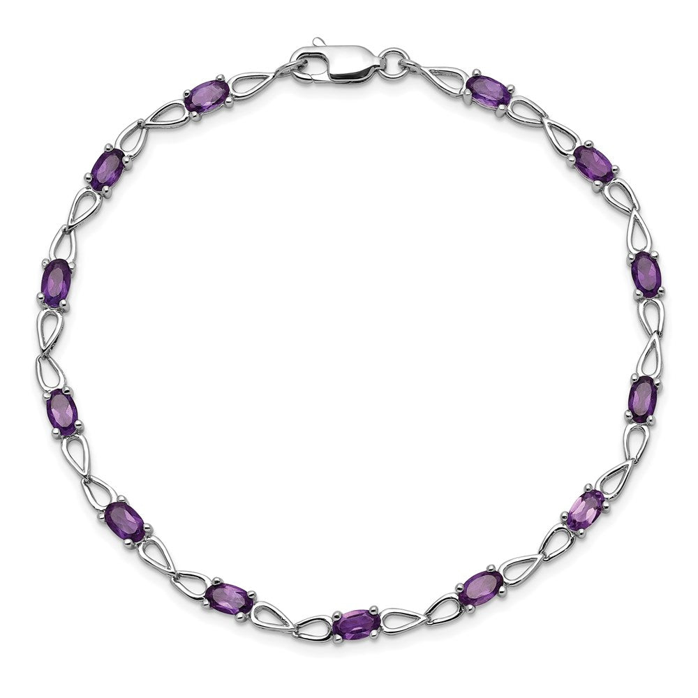 Sterling Silver Rhodium-plated Amethyst Bracelet QX842AM