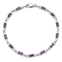 Sterling Silver Rhodium-plated Amethyst Bracelet QX842AM
