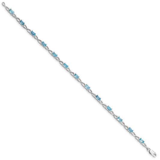 Sterling Silver Rhodium-plated Blue Topaz Bracelet QX842BT
