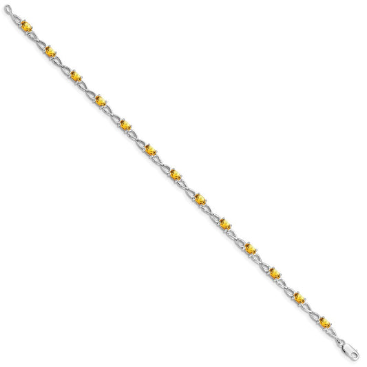 Sterling Silver Rhodium-plated Citrine Bracelet QX842CI