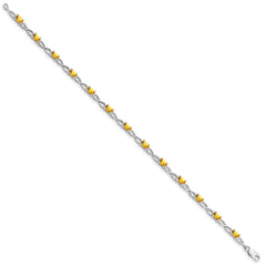 Sterling Silver Rhodium-plated Citrine Bracelet QX842CI