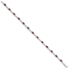 Sterling Silver Rhodium-plated Garnet Bracelet QX842GA