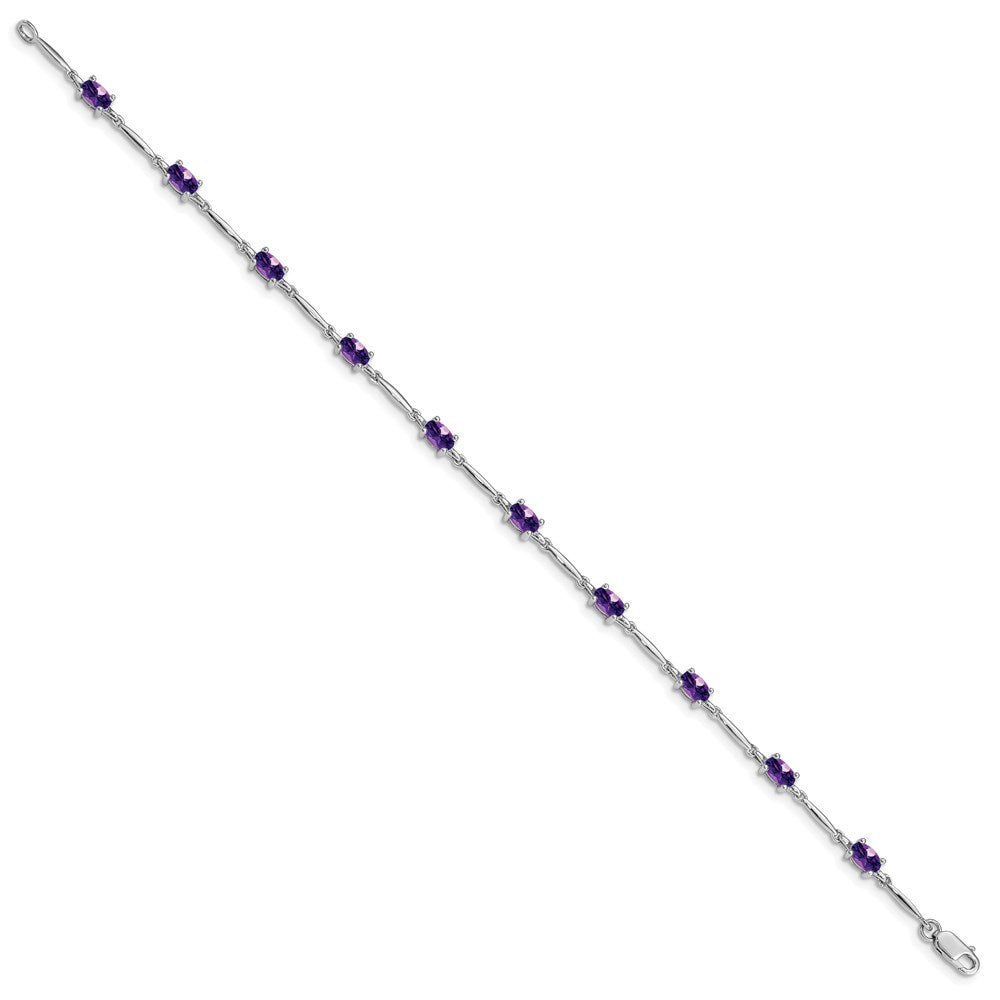 Sterling Silver Rhodium-plated Amethyst Bracelet QX843AM