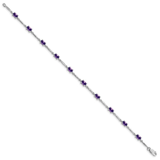 Sterling Silver Rhodium-plated Amethyst Bracelet QX843AM