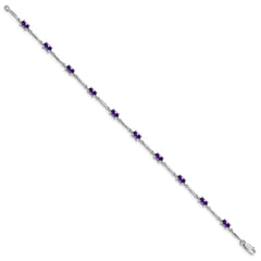 Sterling Silver Rhodium-plated Amethyst Bracelet QX843AM