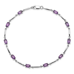 Sterling Silver Rhodium-plated Amethyst Bracelet QX843AM