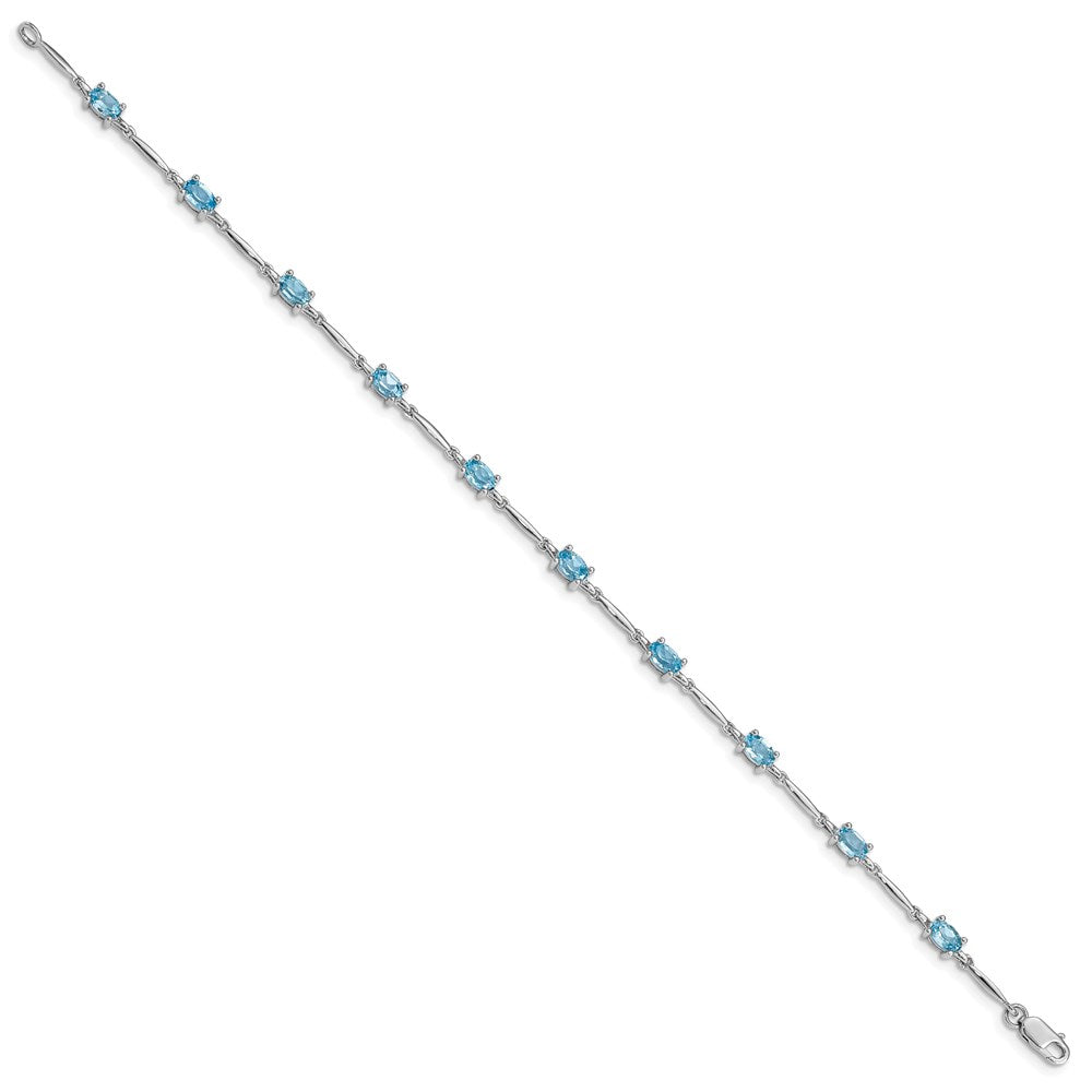 Sterling Silver Rhodium-plated Blue Topaz Bracelet QX843BT