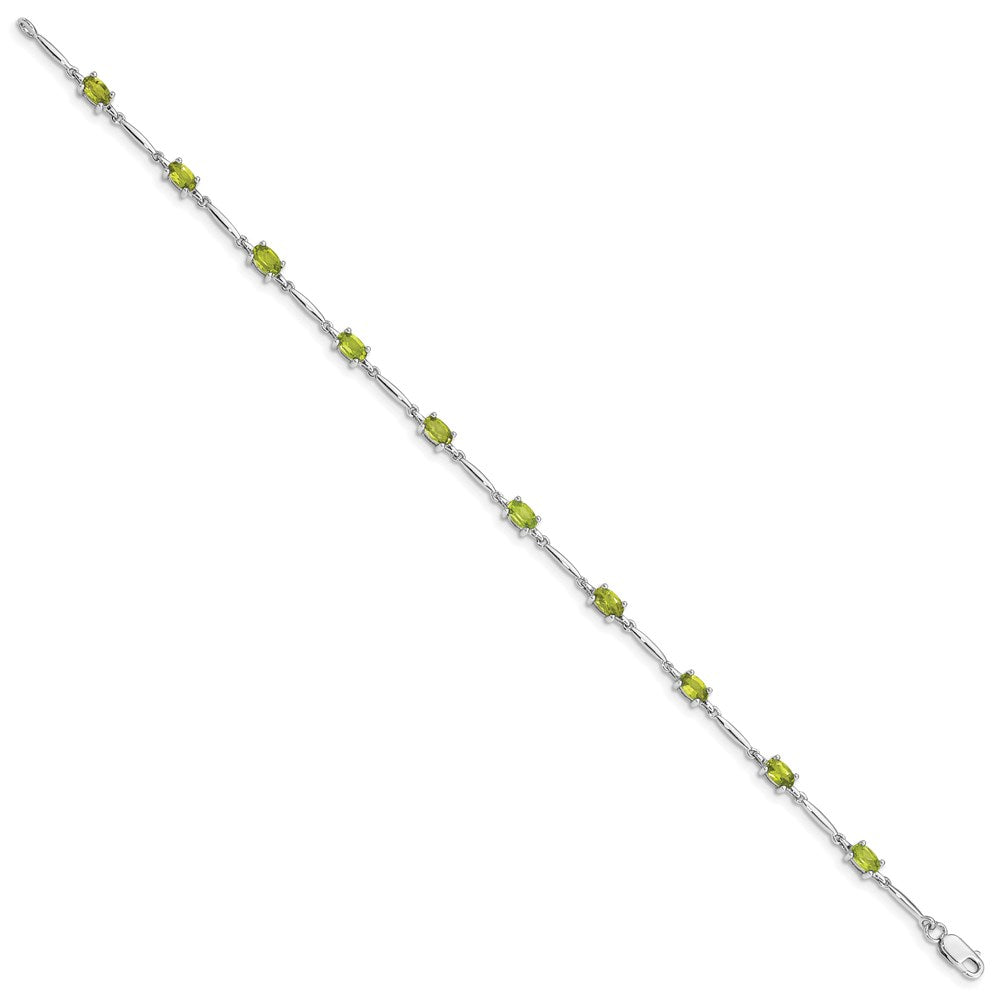 Sterling Silver Rhodium-plated Peridot Bracelet QX843PE