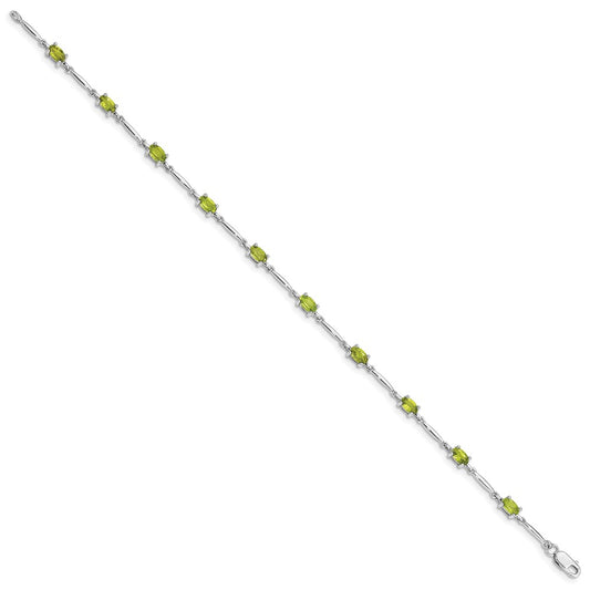 Sterling Silver Rhodium-plated Peridot Bracelet QX843PE