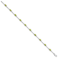 Sterling Silver Rhodium-plated Peridot Bracelet QX843PE