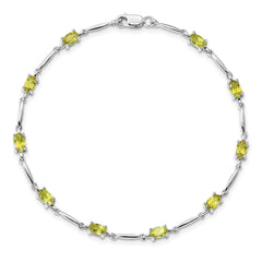 Sterling Silver Rhodium-plated Peridot Bracelet QX843PE