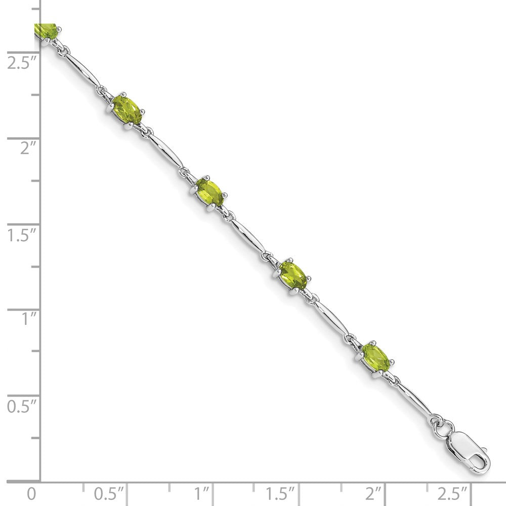 Sterling Silver Rhodium-plated Peridot Bracelet QX843PE