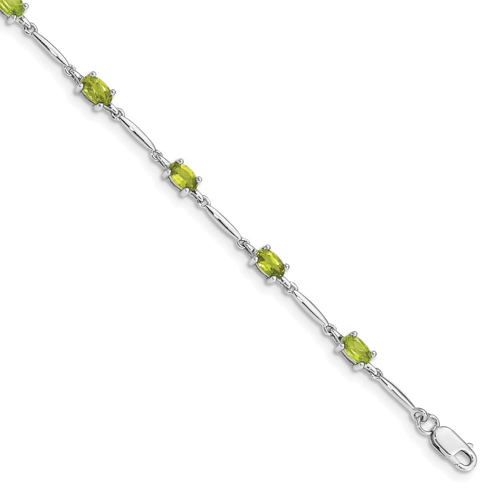 Sterling Silver Rhodium-plated Peridot Bracelet QX843PE