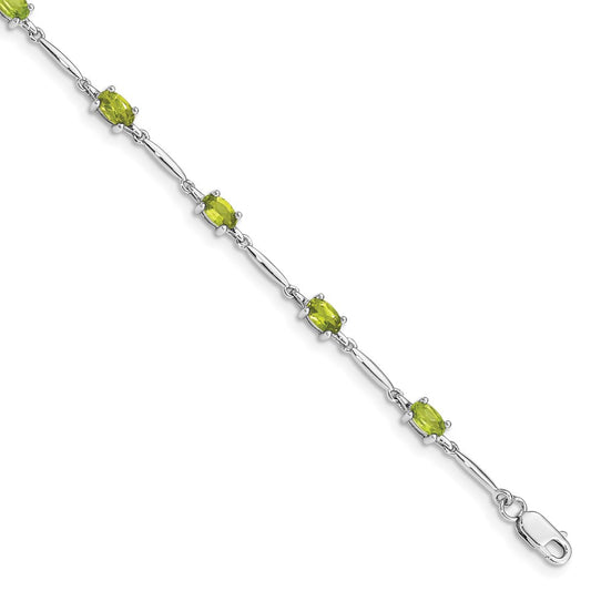 Sterling Silver Rhodium-plated Peridot Bracelet QX843PE