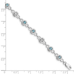 Sterling Silver Rhodium-plated Blue Topaz & Diamond Bracelet QX846BT