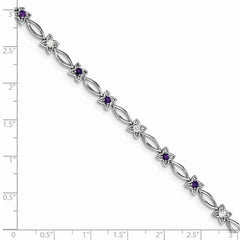 Sterling Silver Rhodium-plated Amethyst & Diamond Bracelet QX847AM