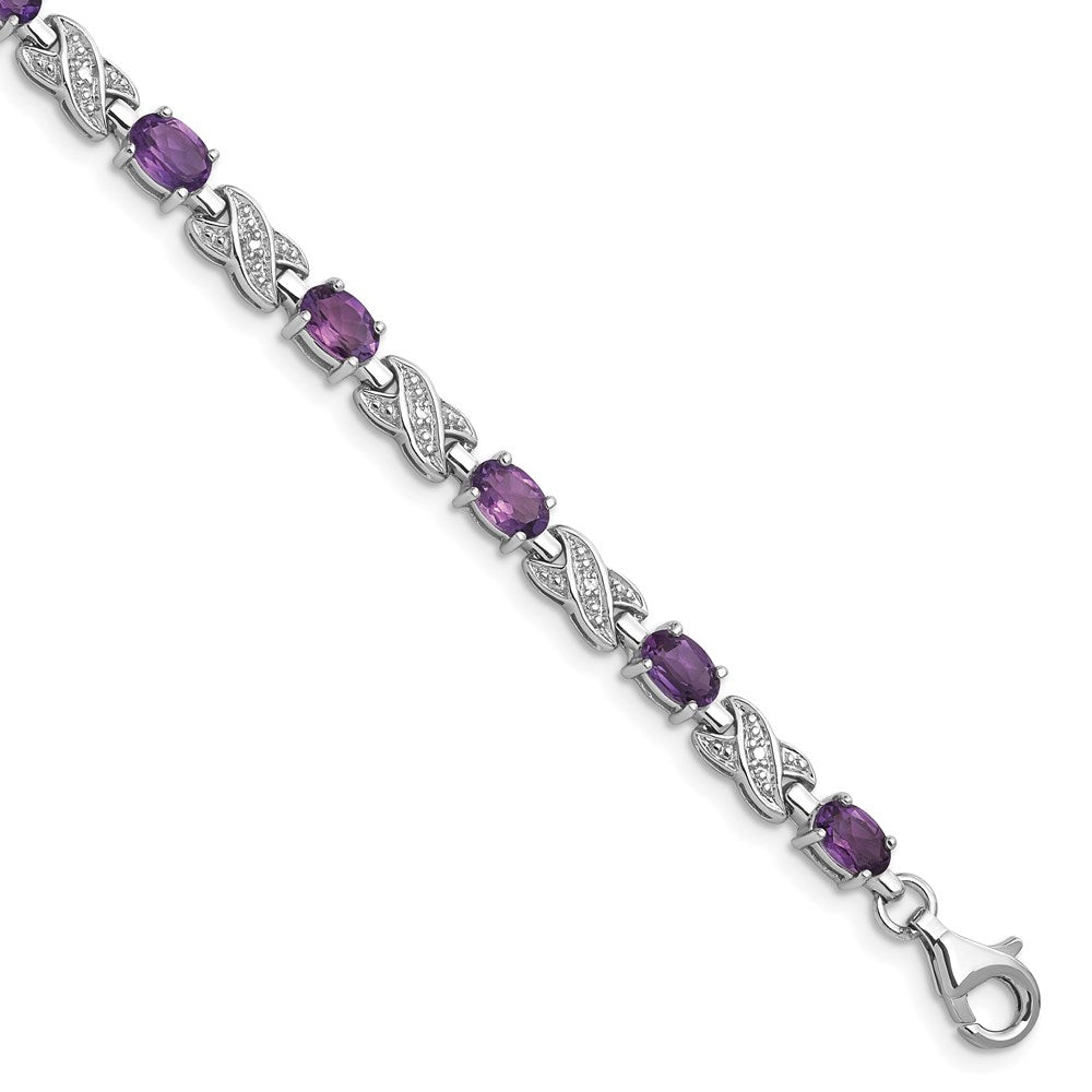 Sterling Silver Rhodium-plated Amethyst Bracelet QX851AM